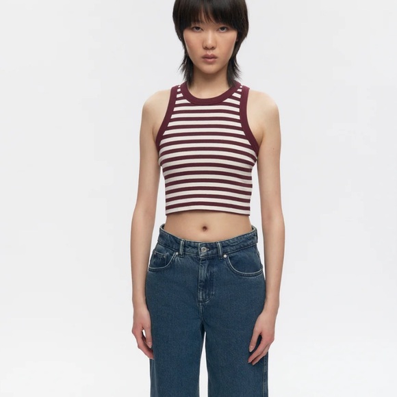 KOTN Women’s Crop Racer Tank, M, Plum/Marshmallow - Picture 5 of 6